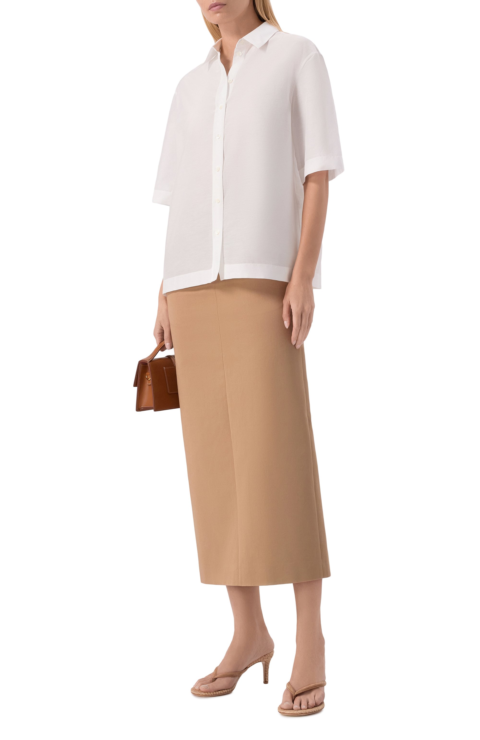 Рубашка из хлопка и шелка 12 STOREEZ бежевого цвета по цене 15000 руб., арт. 137701, фото 2 Рубашка из хлопка и шелка 12 STOREEZ, арт. 137701, фото 2