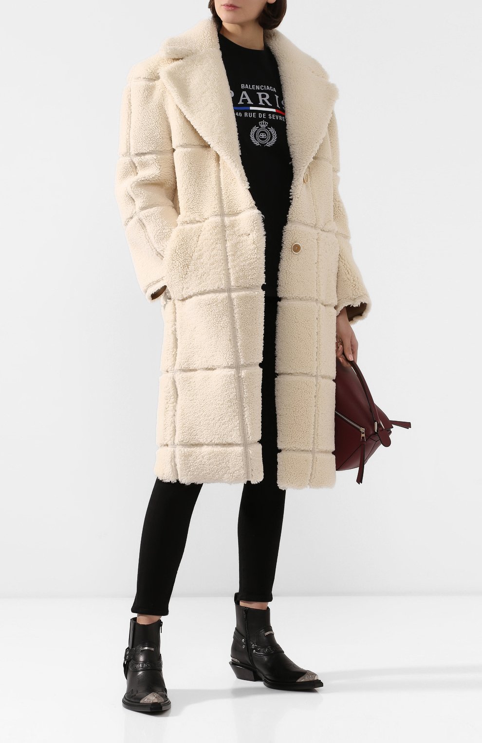 Шуба из овчины OFF-WHITE кремового цвета по цене 329000 руб., арт. 0WJA020F19F920504800, фото 2 Шуба из овчины OFF-WHITE, арт. 0WJA020F19F920504800, фото 2