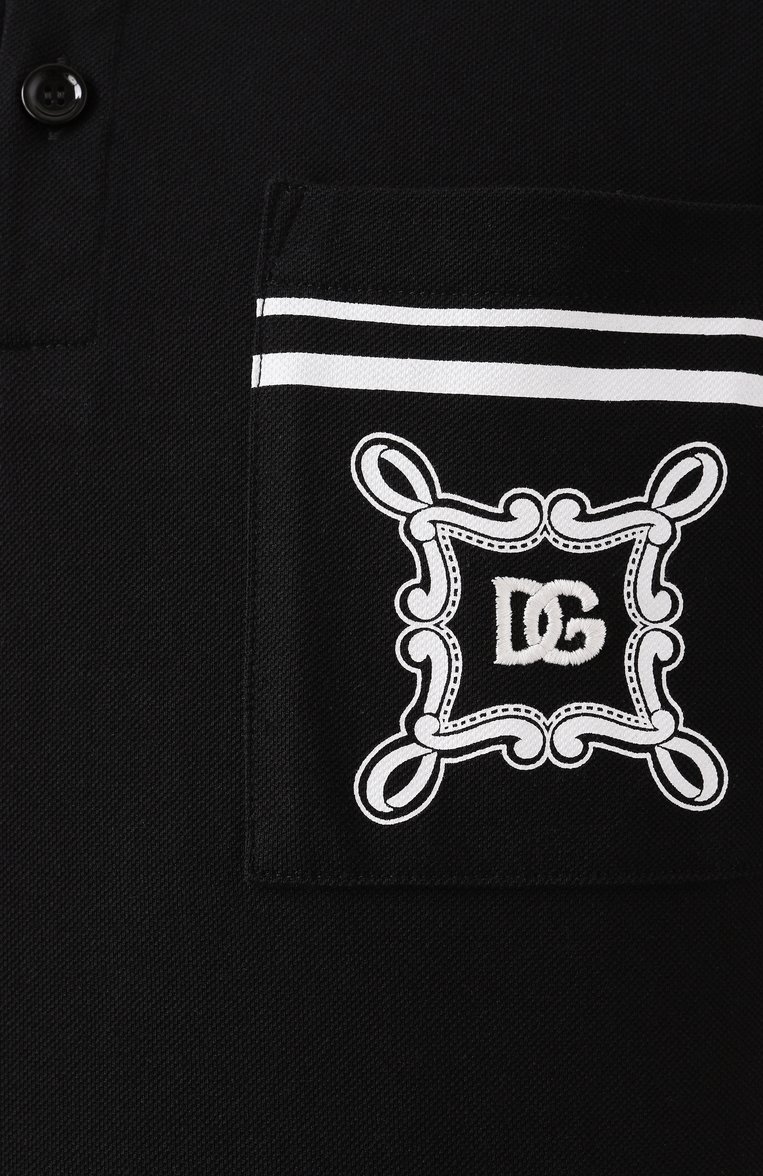 Мужское хлопковое поло DOLCE & GABBANA черного цвета, арт. G8SN2Z/G7N8M | Фото 6 (Драгоценные камни: Проставлено; Материал сплава: Проставлено; Рукава: Короткие; Длина (для топов): Стандартные; Принт: С принтом; Застежка: Пуговицы; Стили: Кэжуэл; Материал внешний: Хлопок; Кросс-КТ: Джерси; Мужское Кросс-КТ: Футболка-одежда)