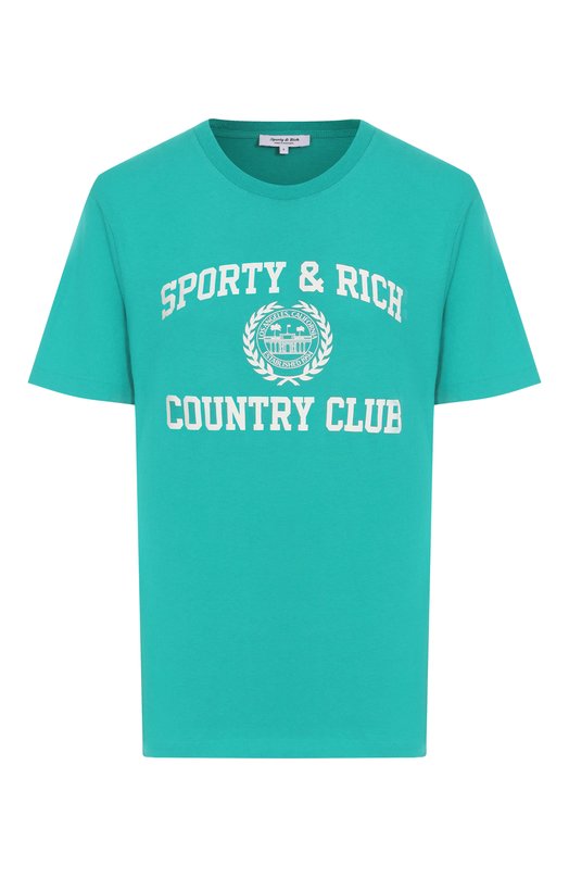Хлопковая футболка Sporty and Rich T0089625218GR37 Зелёный T0089625218GR37