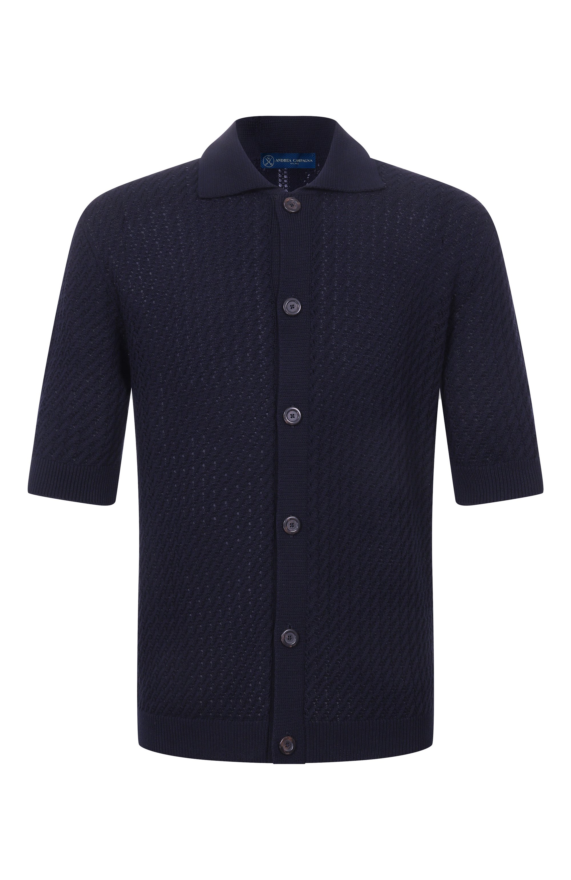 Хлопковая рубашка ANDREA CAMPAGNA темно-синего цвета по цене 49950 руб., арт. M5426-9023, фото 1 Хлопковая рубашка ANDREA CAMPAGNA, арт. M5426-9023, фото 1
