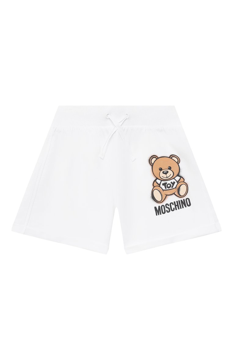 Детские хлопковые шорты MOSCHINO белого цвета, арт. HDQ007/LDA13/10A-14A | Фото 1 (Девочки Кросс-КТ: Шорты-одежда; Материал внешний: Хлопок; Региональные ограничения белый список (Axapta Mercury): RU; Случай: Повседневный; Нос: Не проставлено; Ростовка одежда: 10 - 11 лет | 140 - 146см, 12 лет | 152 см, 13 - 15 лет | 158 см)