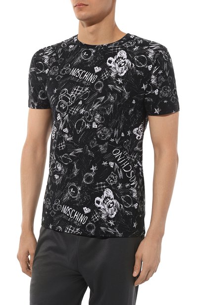 Хлопковая футболка MOSCHINO черного цвета по цене 10550 руб., арт. A0708/4412, фото 3 Хлопковая футболка MOSCHINO, арт. A0708/4412, фото 3