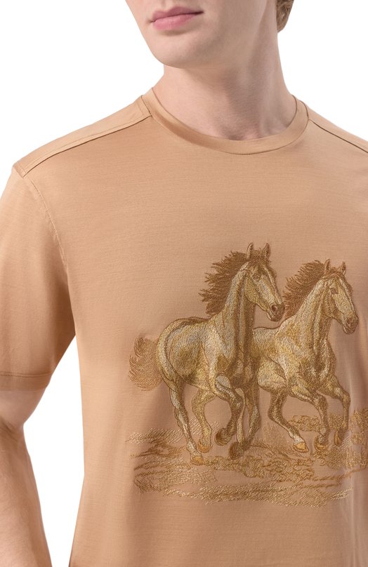 Хлопковая футболка Stefano Ricci MNH6205360/TE0001 Бежевый  MNH6205360/TE0001 Фото 5