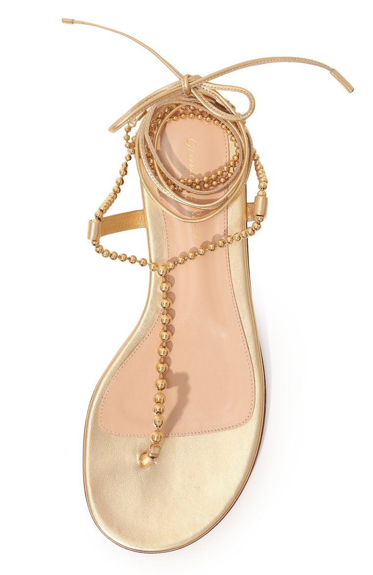 Женские кожаные сандалии soleil GIANVITO ROSSI золотого цвета, арт. G32398.05CU0.NPSMEK0 | Фото 6 (Каблук высота: Низкий; Подошва: Плоская; Материал внутренний: Натуральная кожа; Материал внешний: Натуральная кожа)
