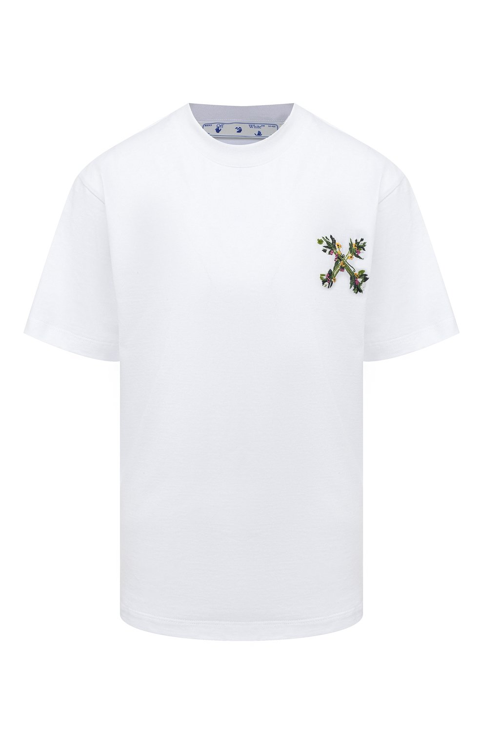 Хлопковая футболка OFF-WHITE белого цвета по цене 29850 руб., арт. 0WAA049E20JER0100155, фото 1 Хлопковая футболка OFF-WHITE, арт. 0WAA049E20JER0100155, фото 1