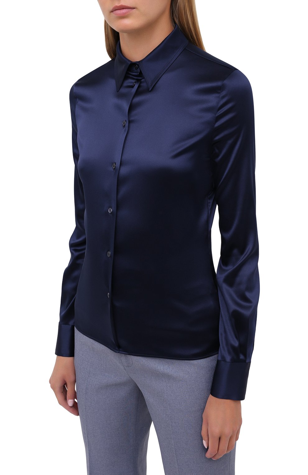 Шелковая рубашка TOM FORD темно-синего цвета по цене 132500 руб., арт. CA3100-FAX334, фото 3 Шелковая рубашка TOM FORD, арт. CA3100-FAX334, фото 3