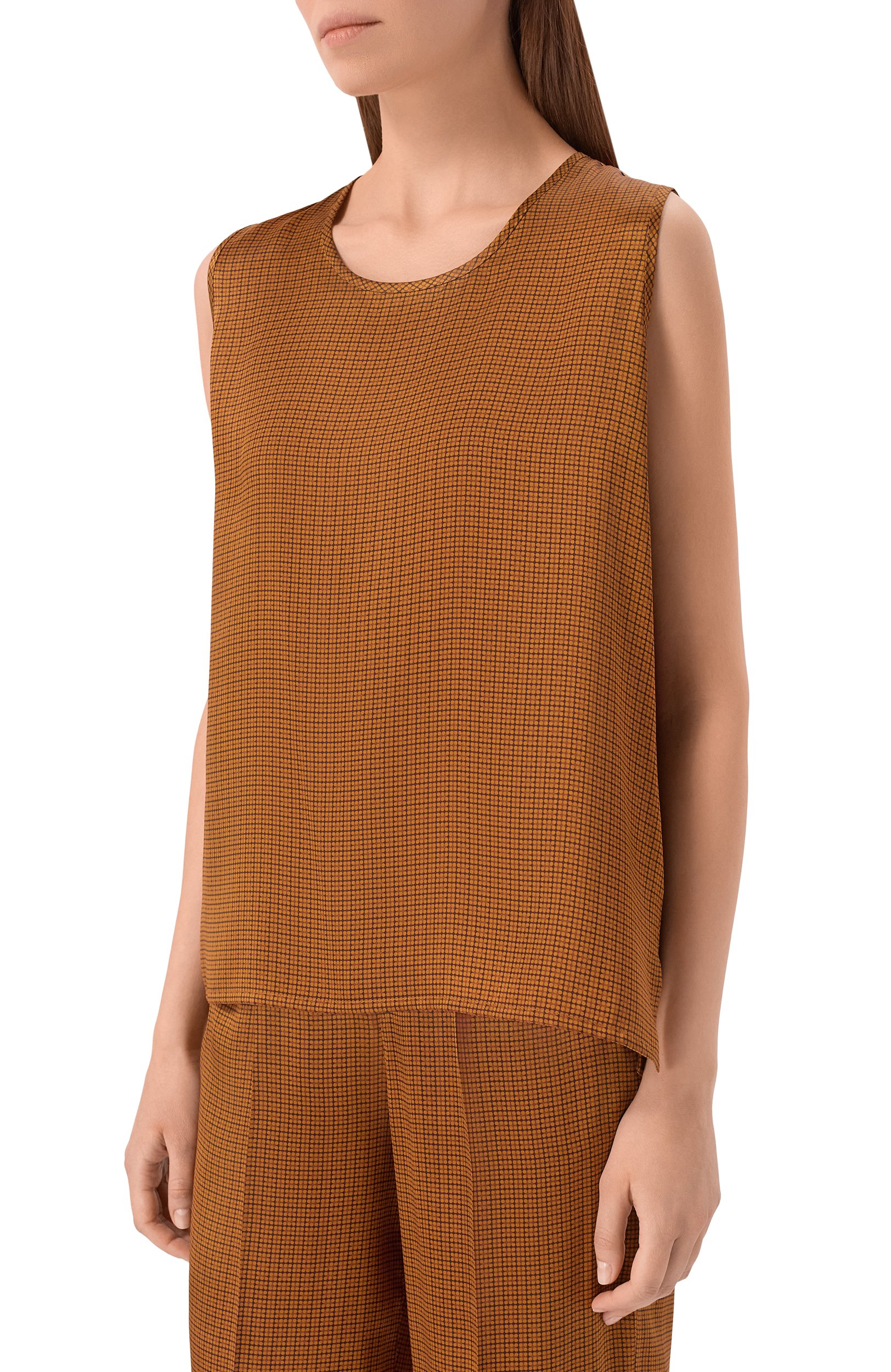 Атласный топ KITON светло-коричневого цвета по цене 106500 руб., арт. D55402K0584, фото 3 Атласный топ KITON, арт. D55402K0584, фото 3