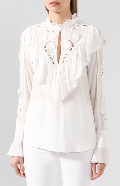 Блузка из вискозы SEE BY CHLOÉ белого цвета по цене 39950 руб., арт. CHS19AHT12038, фото 3 Блузка из вискозы SEE BY CHLOÉ, арт. CHS19AHT12038, фото 3