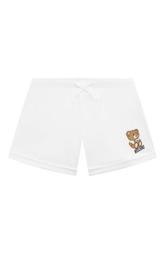 Детские хлопковые шорты MOSCHINO белого цвета, арт. HDQ000/LDA00/6 | Фото 1 (Материал внешний: Хлопок; Случай: Повседневный; Нос: Не проставлено; Материал сплава: Проставлено)