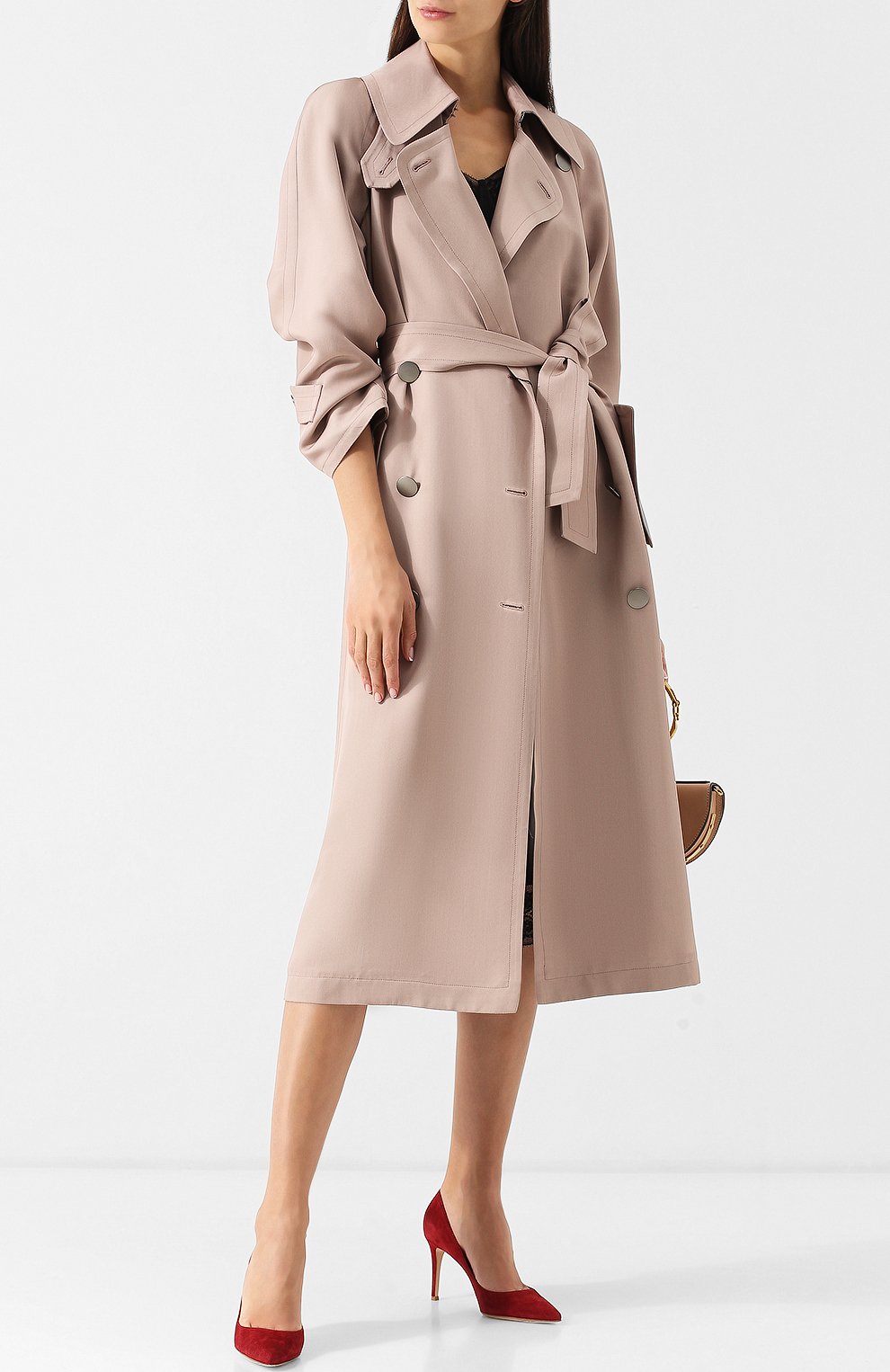 Однотонное двубортное пальто с поясом GIORGIO ARMANI, арт. 8WH0L00C/T009V, фото 2