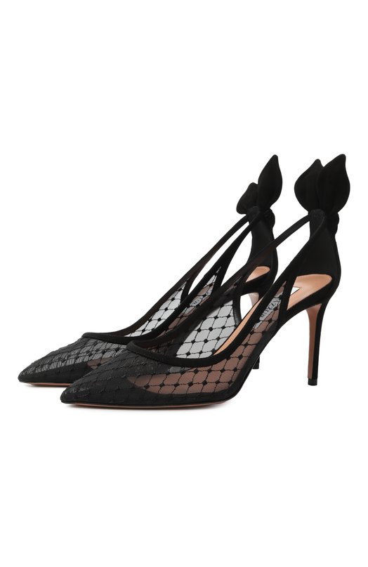 Туфли Bow Tie Net 85 Aquazzura DNNMIDP1/FMS Чёрный DNNMIDP1/FMS