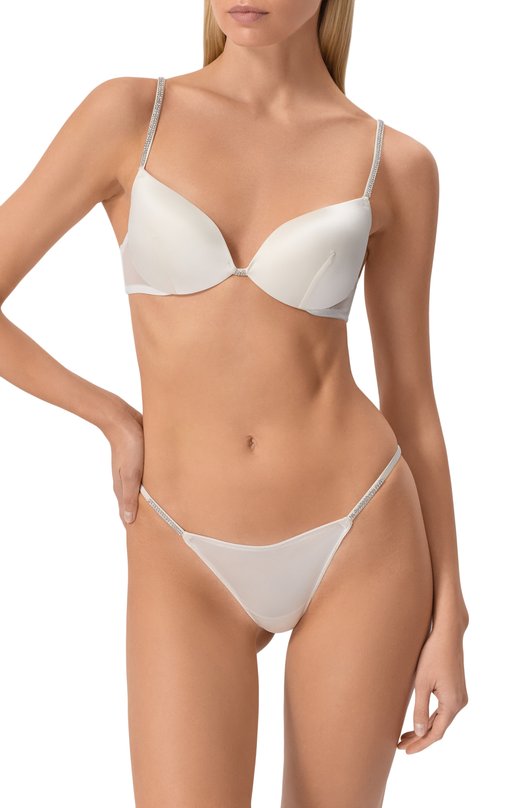 Шелковые трусы-стринги с отделкой кристаллами Swarovski I.D. Sarrieri M5613 Кремовый  M5613 Фото 2