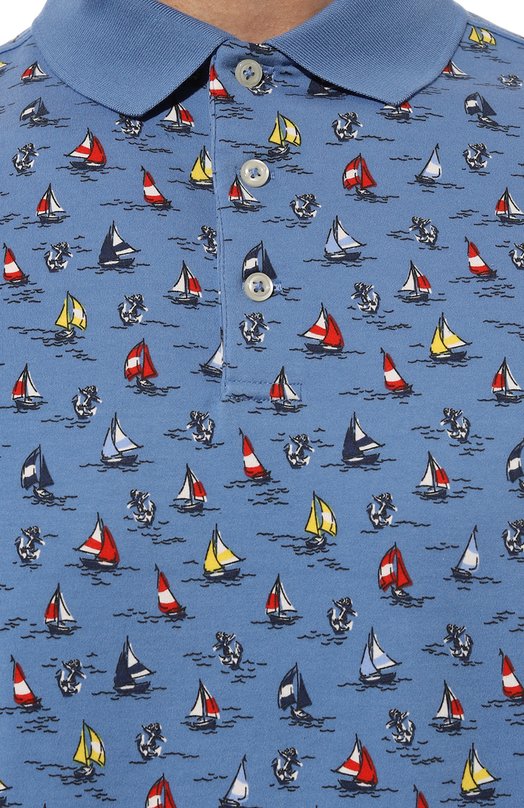 Хлопковое поло Polo Ralph Lauren Голубой, фото 5