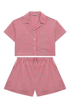 Детский костюм из топа и шорт IL GUFO красного цвета, арт. P24DP489C3148/2A-4A | Фото 1 (Материал сплава: Проставлено; Материал внешний: Хлопок; Рукава: Короткие; Драгоценные камни: Проставлено; Кросс-КТ: костюм; Ростовка одежда: 18 мес | 86 см, 3 года | 98 см, 2 года | 92 см)