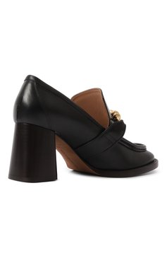 Женские кожаные туфли astaire BOTTEGA VENETA черного цвета, арт. 806793 V4R30 | Фото 5 (Драгоценные камни: Проставлено; Каблук высота: Средний; Материал сплава: Проставлено; Подошва: Плоская; Материал внешний: Натуральная кожа; Каблук тип: Устойчивый)