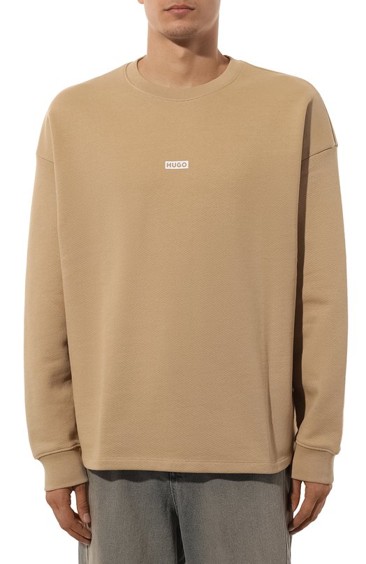 Хлопковый свитшот HUGO Blue Бежевый, фото 3