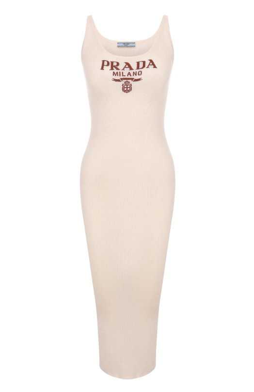 Шелковое платье Prada 23901/11MY Кремовый 23901/11MY