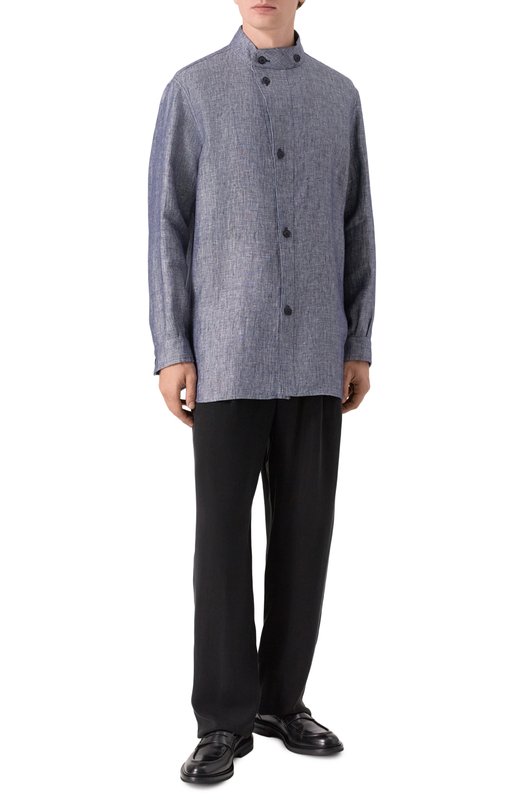 Льняная рубашка Giorgio Armani GM003400/TE20689 Синий  GM003400/TE20689 Фото 2