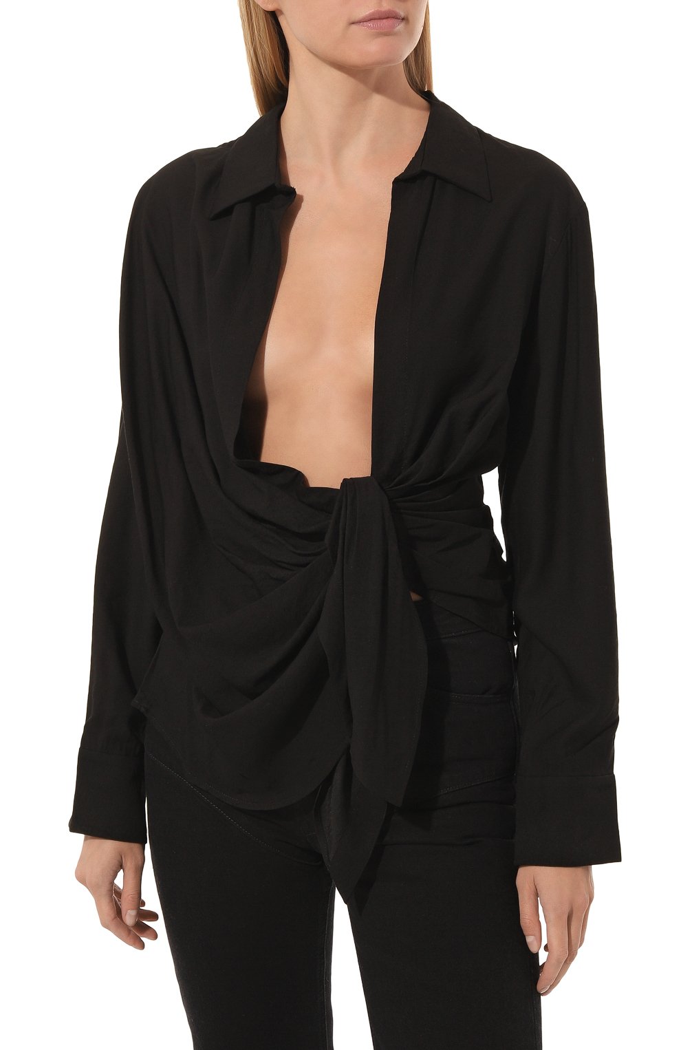 Блузка из вискозы JACQUEMUS черного цвета по цене 75000 руб., арт. 21H213SH002/1020BLACK, фото 3 Блузка из вискозы JACQUEMUS, арт. 21H213SH002/1020BLACK, фото 3
