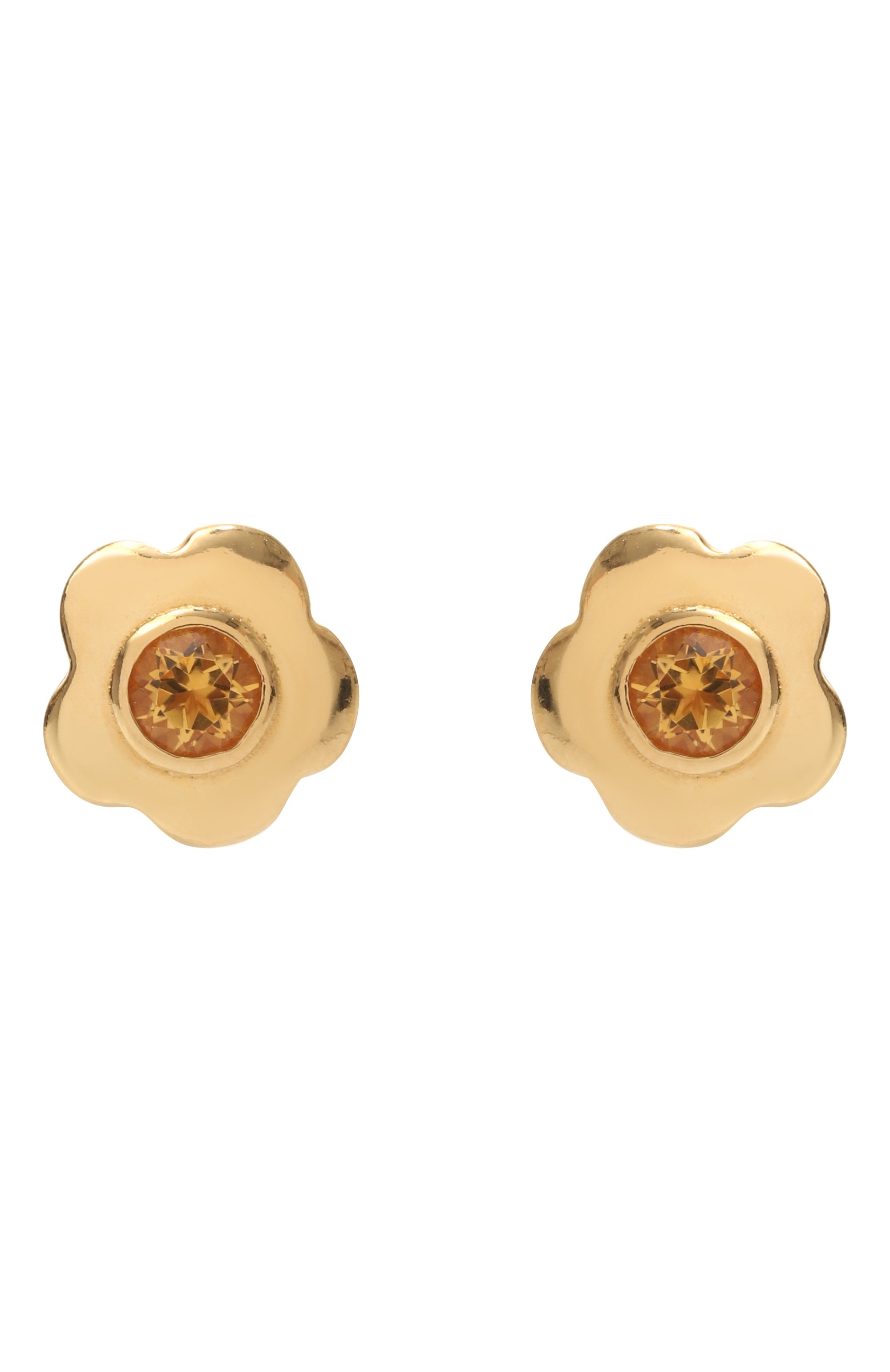 Серьги mini flower с цитринами MOONKA золотого цвета по цене 11300 руб., арт. FLW-925YG-ST00-CTR, фото 1 Серьги mini flower с цитринами MOONKA, арт. FLW-925YG-ST00-CTR, фото 1