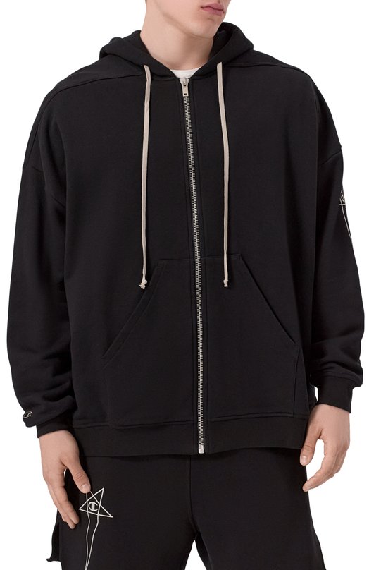 Хлопковая толстовка Rick Owens x Champion Rick Owens CM01E1663/CHFE Чёрный  CM01E1663/CHFE Фото 3