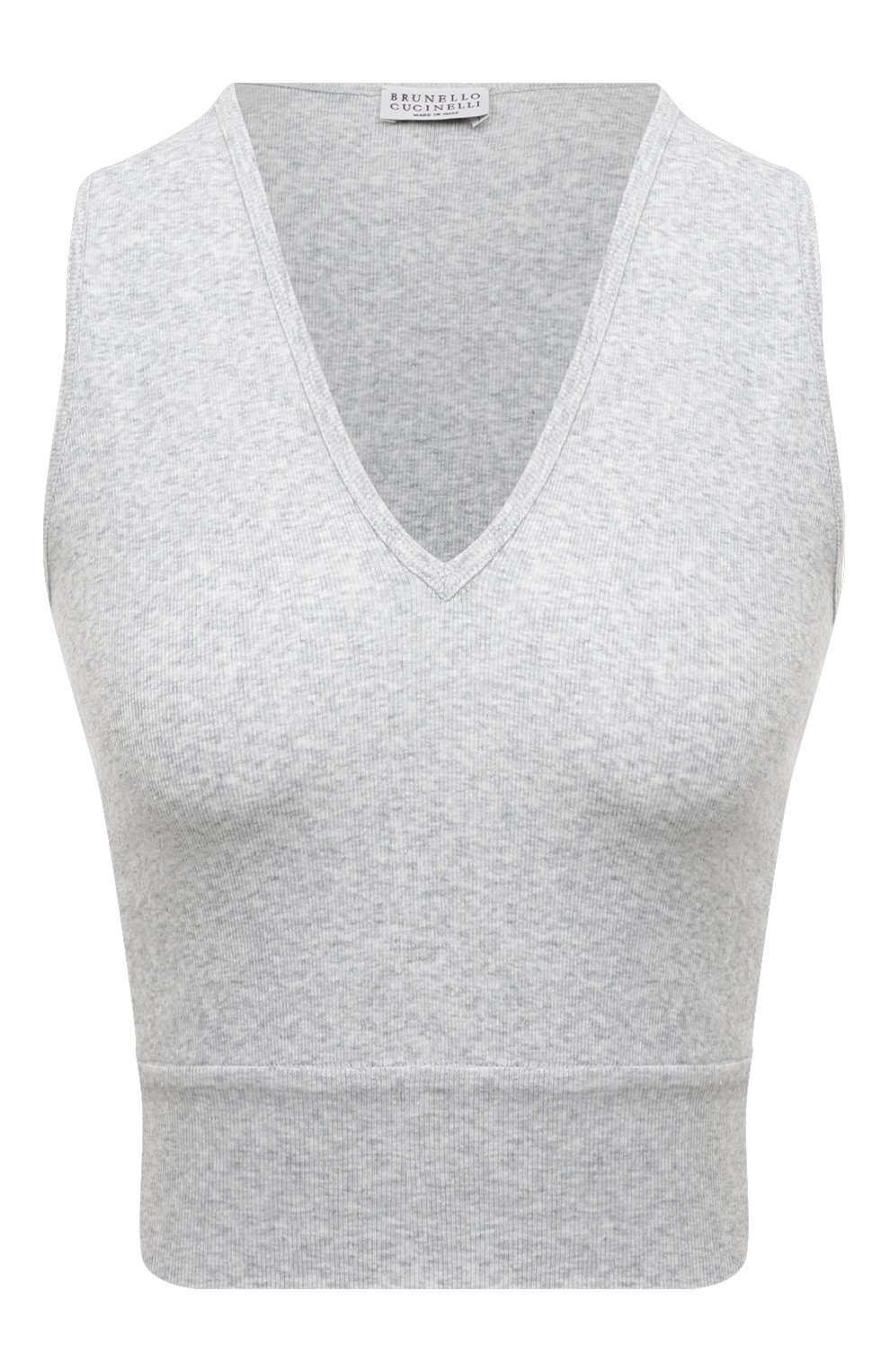 Хлопковый топ BRUNELLO CUCINELLI серого цвета по цене 37950 руб., арт. M0TC836S32, фото 1 Хлопковый топ BRUNELLO CUCINELLI, арт. M0TC836S32, фото 1