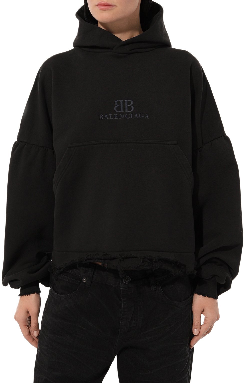 Хлопковое худи BALENCIAGA черного цвета по цене 132000 руб., арт. 783397/TQVS9, фото 3 Хлопковое худи BALENCIAGA, арт. 783397/TQVS9, фото 3