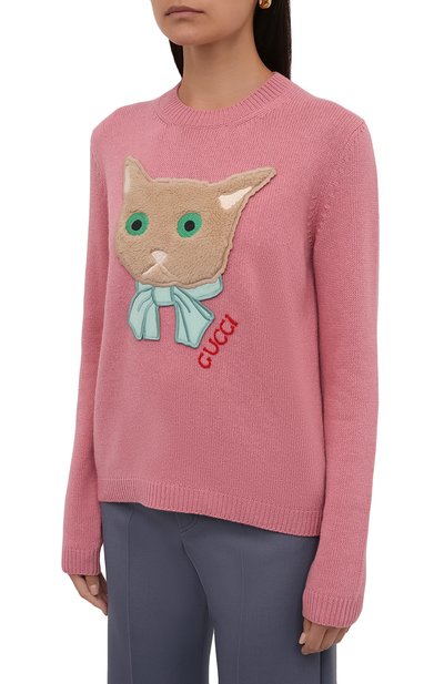 Шерстяной пуловер GUCCI розового цвета по цене 89950 руб., арт. 662173/XKBYI, фото 3 Шерстяной пуловер GUCCI, арт. 662173/XKBYI, фото 3