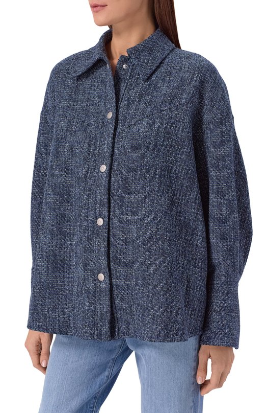 Твидовая рубашка BOSS Orange 50551844 Синий  50551844 Фото 3