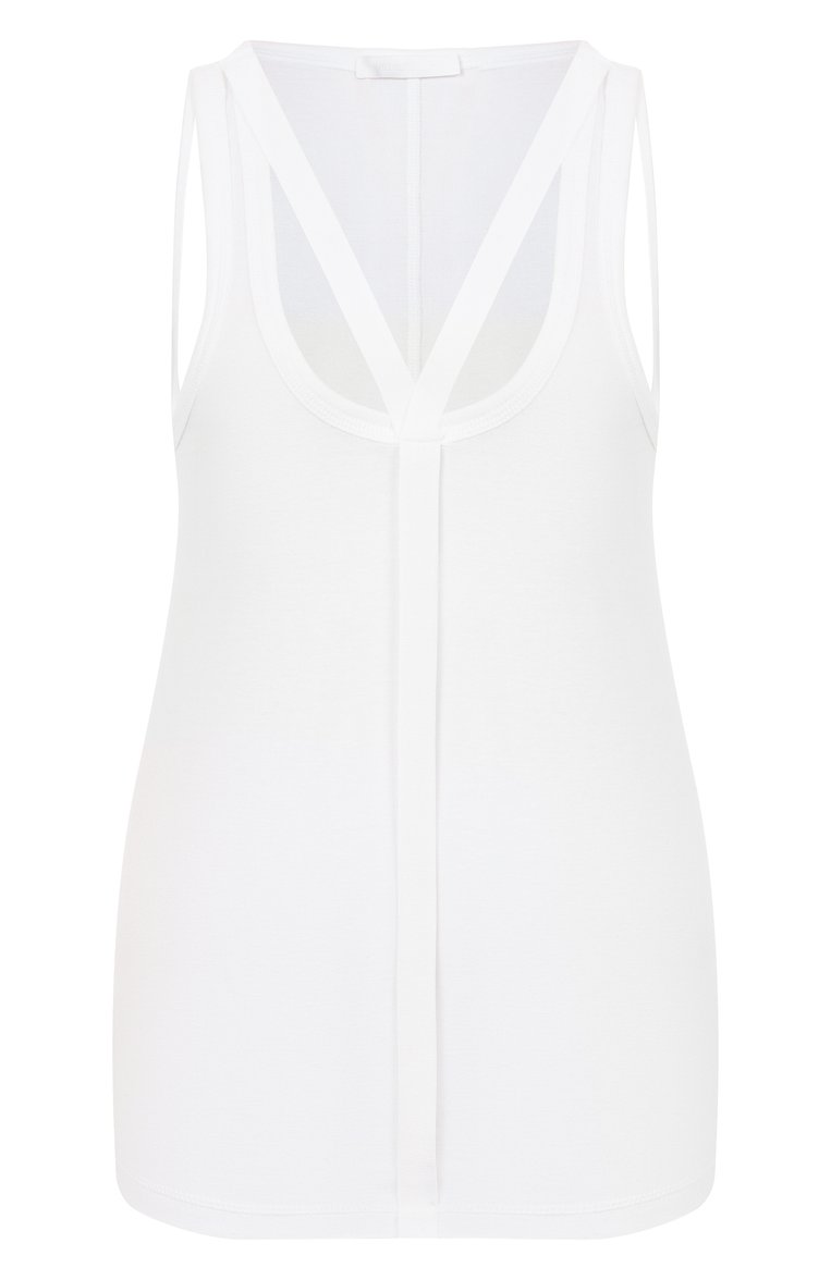 Женская майка HELMUT LANG белого цвета, арт. 009HW503 | Фото 1 (Длина (для топов): Стандартные; Материал внешний: Хлопок, Синтетический материал; Стили: Минимализм; Рукава: На бретелях)