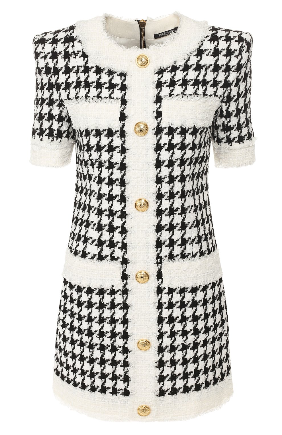 Буклированное платье BALMAIN черно-белого цвета по цене 477500 руб., арт. RF16152/C005, фото 1 Буклированное платье BALMAIN, арт. RF16152/C005, фото 1