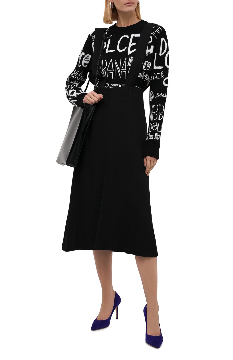 Шерстяной пуловер DOLCE & GABBANA черно-белого цвета по цене 264500 руб., арт. FX236Z/JBVK8, фото 2 Шерстяной пуловер DOLCE & GABBANA, арт. FX236Z/JBVK8, фото 2