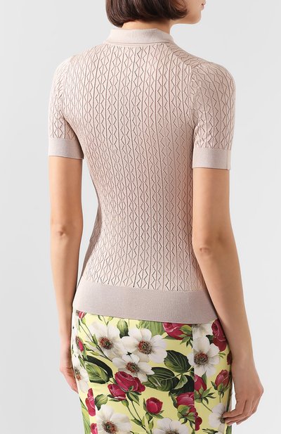 Шелковое поло DOLCE & GABBANA бежевого цвета по цене 122000 руб., арт. FX715T/JASKM, фото 4 Шелковое поло DOLCE & GABBANA, арт. FX715T/JASKM, фото 4