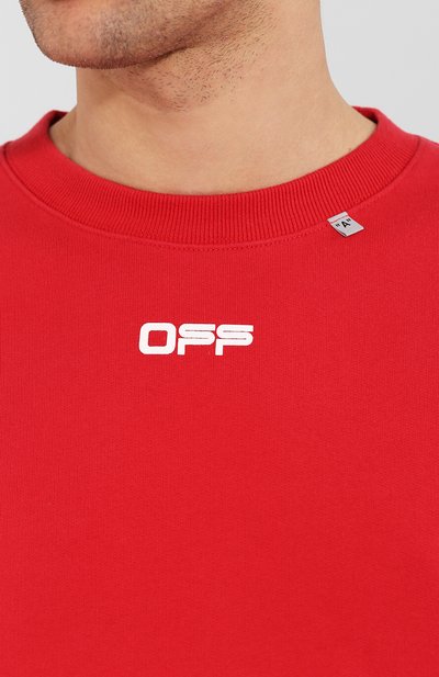Хлопковый свитшот OFF-WHITE красного цвета по цене 45300 руб., арт. 0MBA035S20E300042088, фото 5 Хлопковый свитшот OFF-WHITE, арт. 0MBA035S20E300042088, фото 5