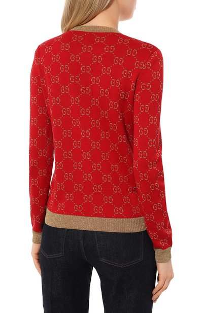Хлопковый кардиган GUCCI красного цвета по цене 122400 руб., арт. 526758 X9W83, фото 4 Хлопковый кардиган GUCCI, арт. 526758 X9W83, фото 4