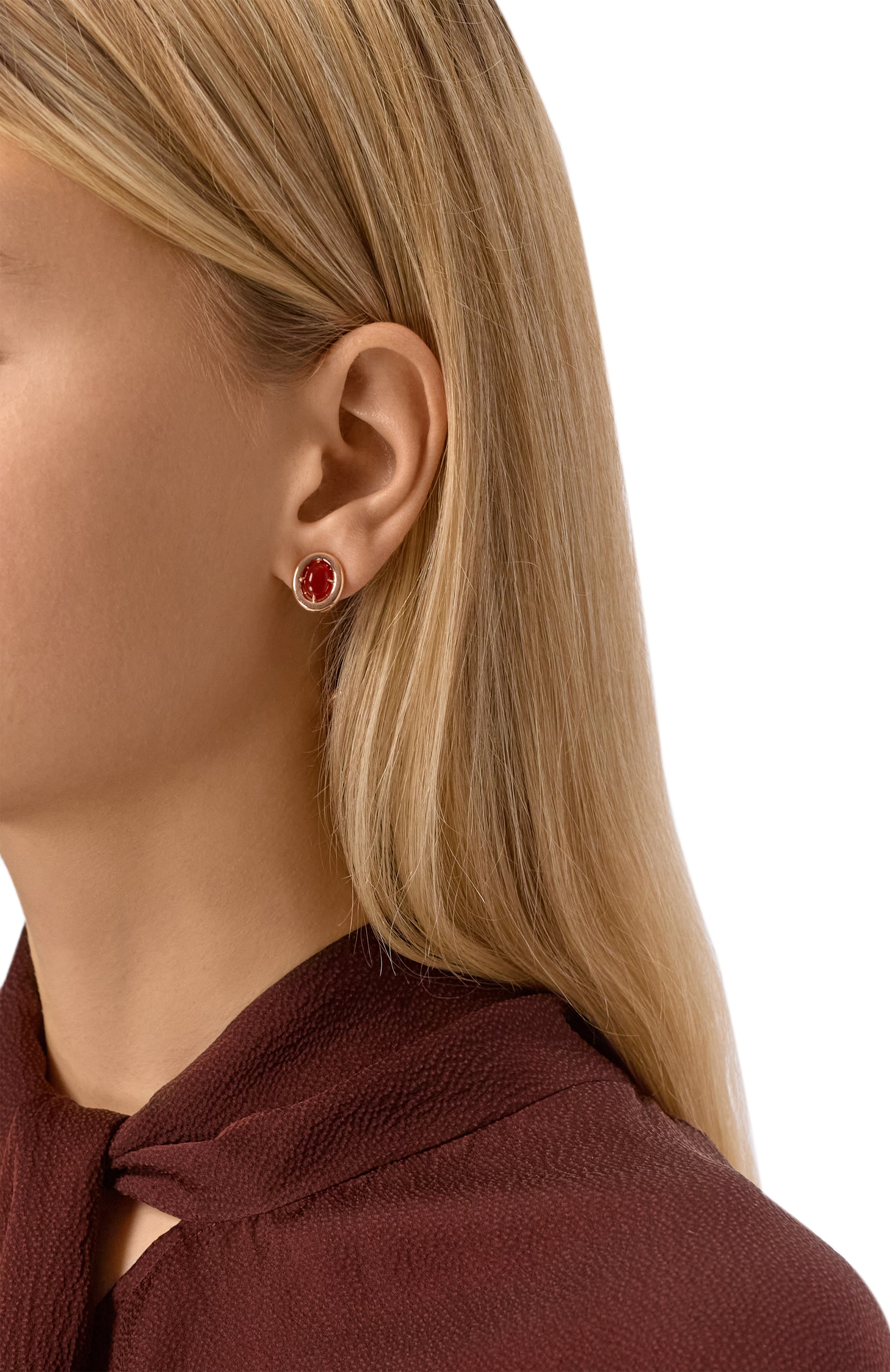 Серьги ai MOONKA красного цвета по цене 15500 руб., арт. AI-925RG-ST00-SRD, фото 2 Серьги ai MOONKA, арт. AI-925RG-ST00-SRD, фото 2