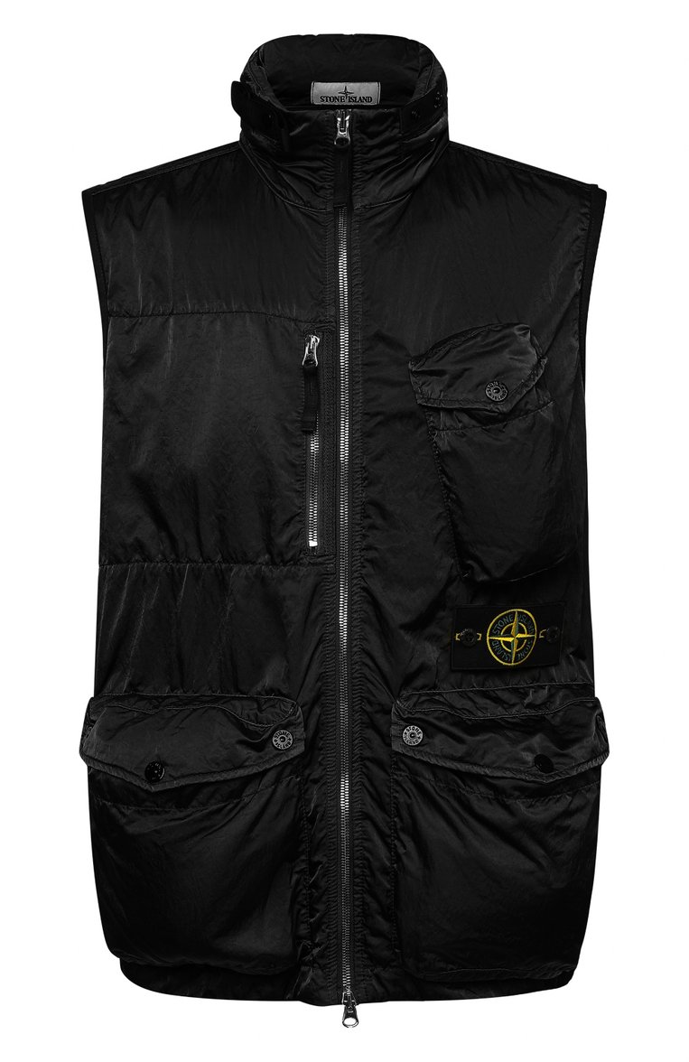 Мужской жилет STONE ISLAND черного цвета, арт. 7415G0430 | Фото 1 (Материал внешний: Синтетический материал; Кросс-КТ: Куртка; Стили: Гранж; Длина (верхняя одежда): Короткие; Материал сплава: Проставлено; Драгоценные камни: Проставлено; Мужское Кросс-КТ: жилеты-тонкие)