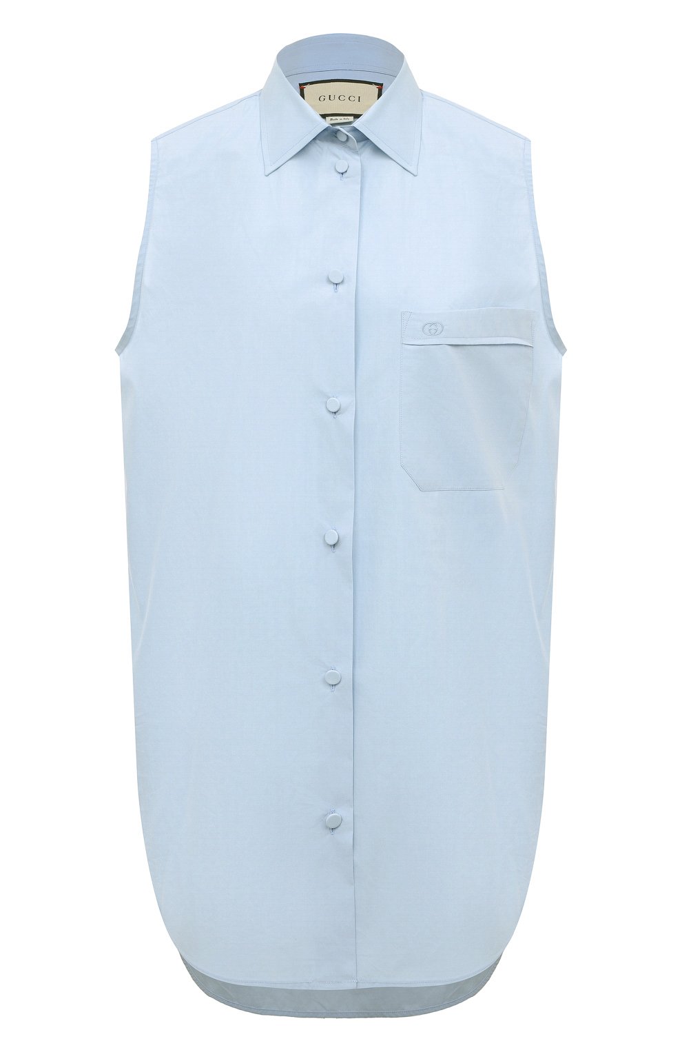 Хлопковая рубашка GUCCI голубого цвета по цене 70560 руб., арт. 619475 ZAEVU, фото 1 Хлопковая рубашка GUCCI, арт. 619475 ZAEVU, фото 1
