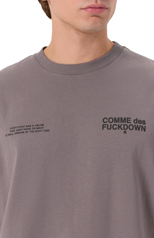 Хлопковая футболка Comme des Fuckdown CFABM01749 Серый  CFABM01749 Фото 5