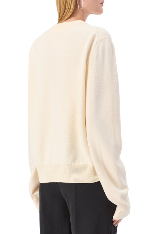 Шерстяной пуловер Jil Sander J02GP0220/J14802 Кремовый  J02GP0220/J14802 Фото 4