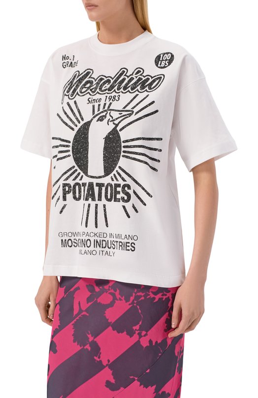 Хлопковая футболка Moschino A0716/0441 Чёрно-белый  A0716/0441 Фото 3