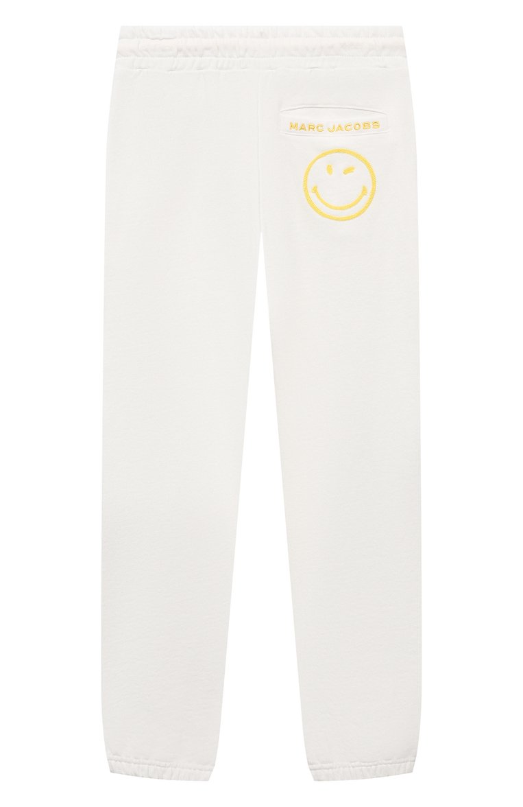 Детские хлопковые джоггеры MARC JACOBS (THE) белого цвета, арт. W60178/6A-12A | Фото 2 (Материал внешний: Хлопок; Нос: Не проставлено; Девочки Кросс-КТ: Джоггеры-одежда, Брюки-спорт; Ростовка одежда: 9 лет | 134 см, 12 лет | 152 см, 7 лет | 122 см, 5 лет | 110 см)