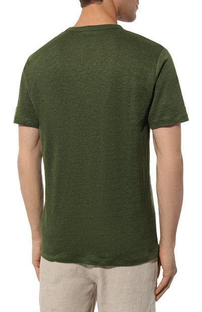 Льняная футболка MC2 SAINT BARTH темно-зеленого цвета по цене 12650 руб., арт. STBM ECSTASEA/ECS0001/02925B, фото 4 Льняная футболка MC2 SAINT BARTH, арт. STBM ECSTASEA/ECS0001/02925B, фото 4