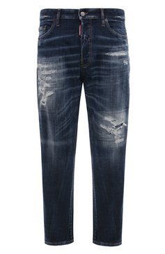 Мужские джинсы DSQUARED2 темно-синего цвета, арт. S71LB1366 | Фото 1 (Силуэт М (брюки): Прямые; Кросс-КТ: Деним; Длина (брюки, джинсы): Стандартные; Стили: Гранж; Материал сплава: Проставлено; Материал внешний: Хлопок, Деним; Детали: Потертости; Драгоценные камни: Проставлено)