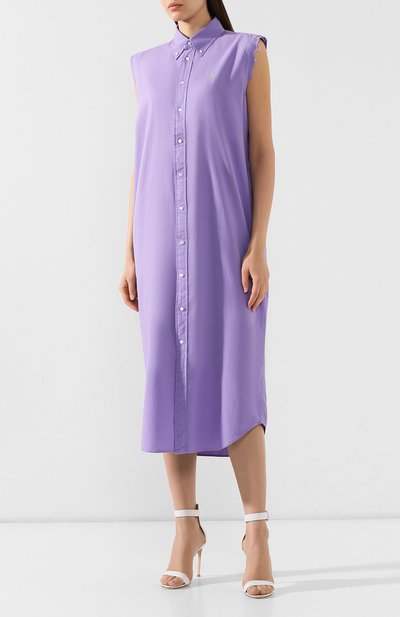 Хлопковое платье POLO RALPH LAUREN фиолетового цвета по цене 15650 руб., арт. 211744848, фото 3 Хлопковое платье POLO RALPH LAUREN, арт. 211744848, фото 3