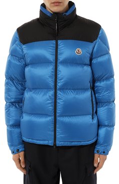 Мужская пуховик peuplier contrast yolk MONCLER синего цвета, арт. 1A001-47-5967G | Фото 3 (Драгоценные камни: Проставлено; Рукава: Длинные; Материал внешний: Синтетический материал; Длина (верхняя одежда): Короткие; Материал подклада: Синтетический материал; Материал утеплителя: Пух и перо; Материал сплава: Проставлено; Стили: Спорт-шик; Мужское Кросс-КТ: пуховик-короткий)