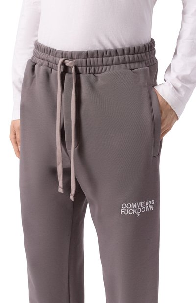 Хлопковые джоггеры COMME DES FUCKDOWN серого цвета по цене 10350 руб., арт. CFABM01728, фото 5 Хлопковые джоггеры COMME DES FUCKDOWN, арт. CFABM01728, фото 5