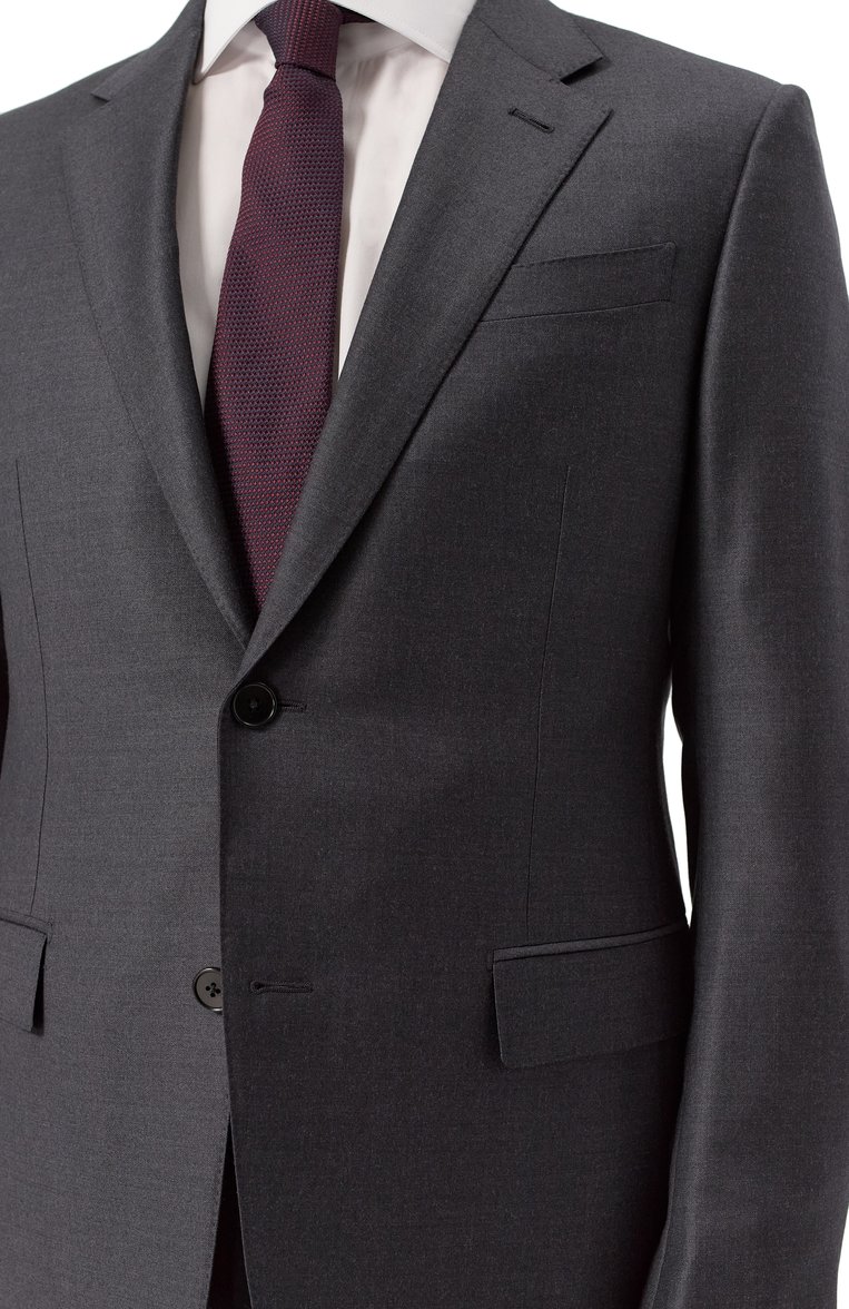 Мужской шерстяной костюм ZEGNA темно-серого цвета, арт. 221225/C22684 | Фото 8 (Материал внешний: Шерсть; Рукава: Длинные; Костюмы М: Однобортный; Стили: Классический)