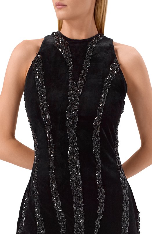 Бархатное платье Balmain FF0R3360/PD22 Чёрный  FF0R3360/PD22 Фото 5